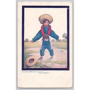 Bernhard Wall Signed Artist Children's Humor‎ "Leap Frog" 1907 Unposted Postcard